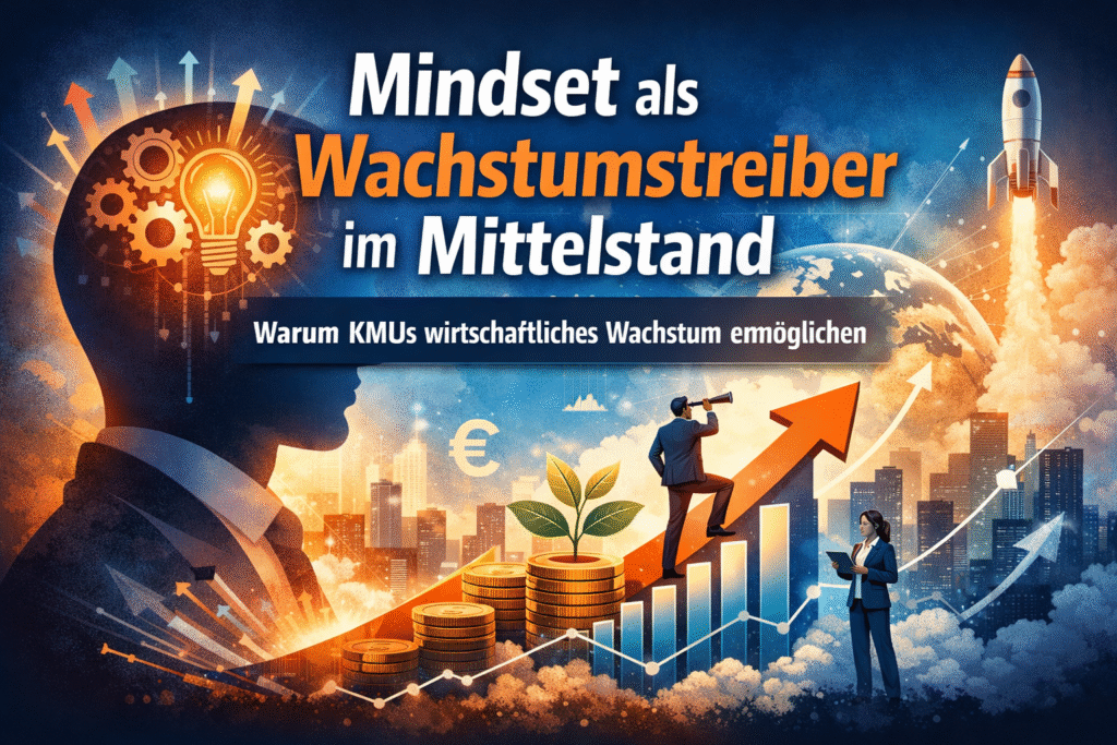 Mindset als Wachstumstreiber im Mittelstand: Symbolisches Bild für wirtschaftliches Wachstum durch unternehmerische Haltung in KMUs